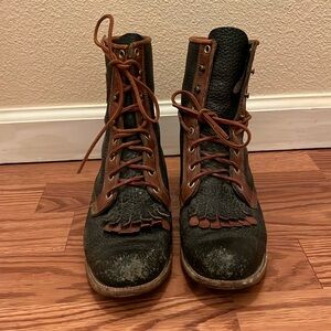 Vintage Justin leather lace up western boots size 7